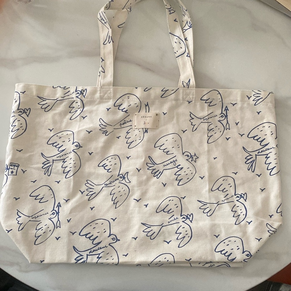 SEZANE dove print tote, like new